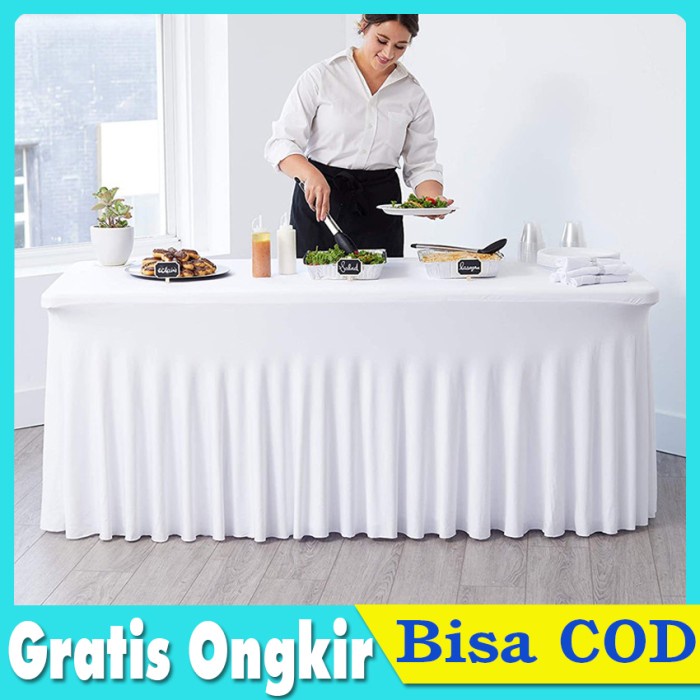 Promo Cover Sarung Taplak Meja Prasmanan Kotak 4 Feet / 6 Feet / 8 Feet
