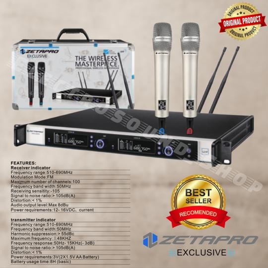 Mic wireless zetapro exclusive 2 handle / microphone zetapro hitam