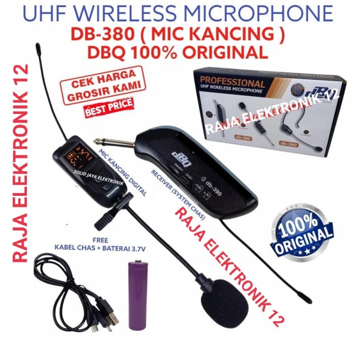 mic clip on wireless DBQ DB 380.single mic jepit uhf