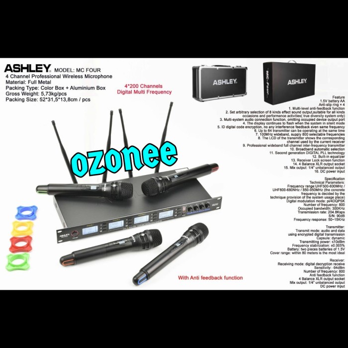 MIC WIRELESS ASHLEY MC FOUR 4 MICROPHONE HANDHELD MC FOUR ORIGINAL