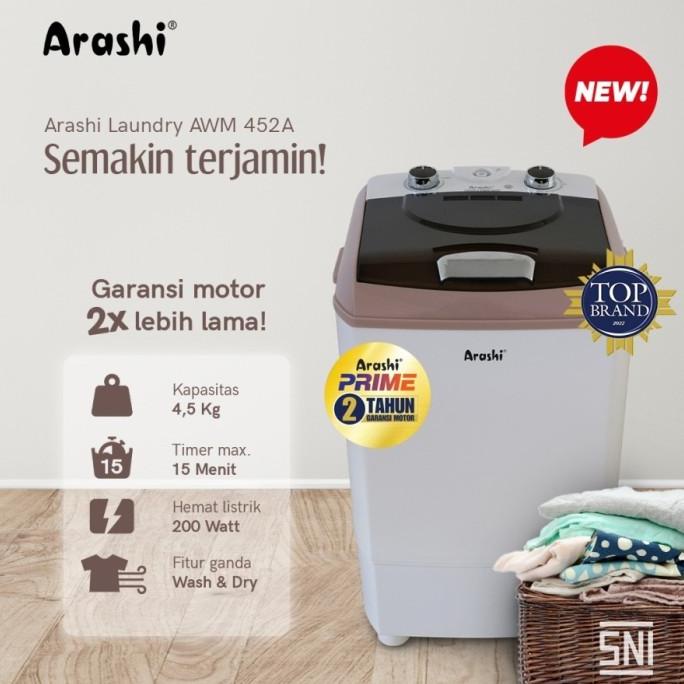 Arashi Laundry AWM 452A Mesin Cuci Mini 1 Tabung 4.5 KG AWM452A