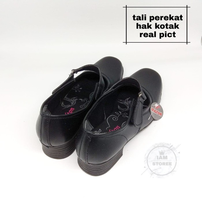NEW pantofel sekolah wanita sepatu kerja wanita pantofel tali warna hitam