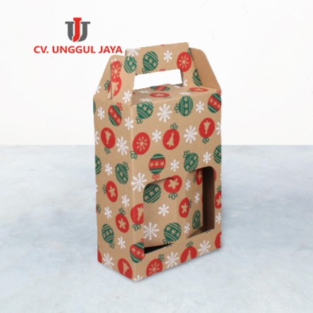 Dus Jinjing Natal Isi 2 Botol 1 Liter Kotak Kardus Box Botol Christmas