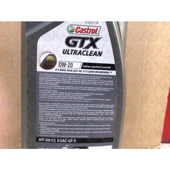 Castrol GTX Ultraclean 0W20 0W-20 0W/20 API SN/CF ILSAC GF-5 Synthetic star