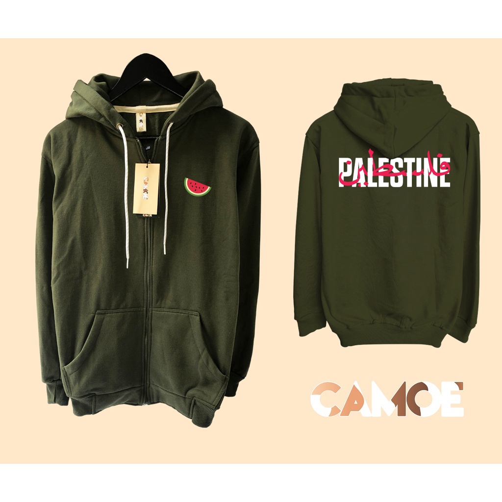 Jaket Hoodie Zipper Palestine Arabic Arab Palestina
