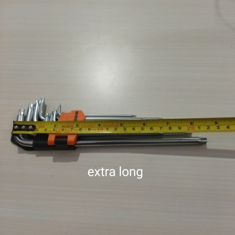 Wokin Kunci L Bintang Panjang Long/Extra Long Torx Hex Key Set 9Pcs
