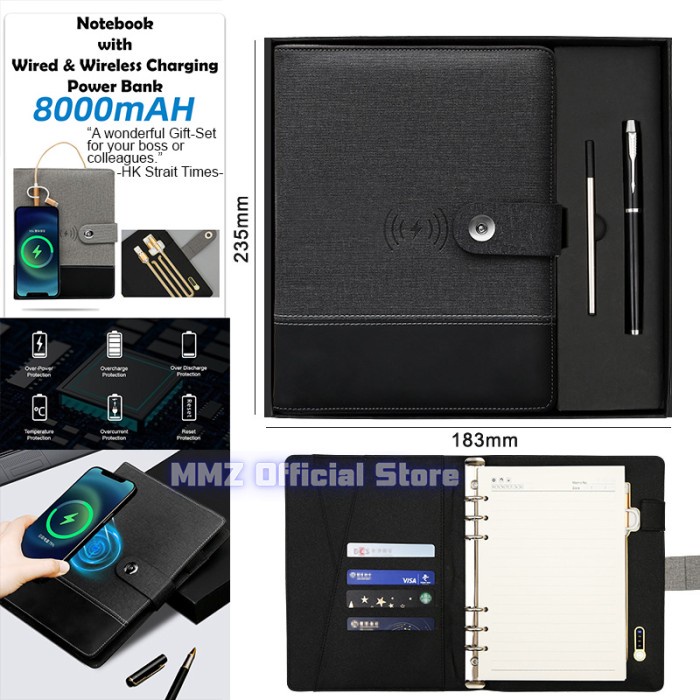 

Notebook Buku Catatan Agenda Wireless Charging Power Bank Gift Set