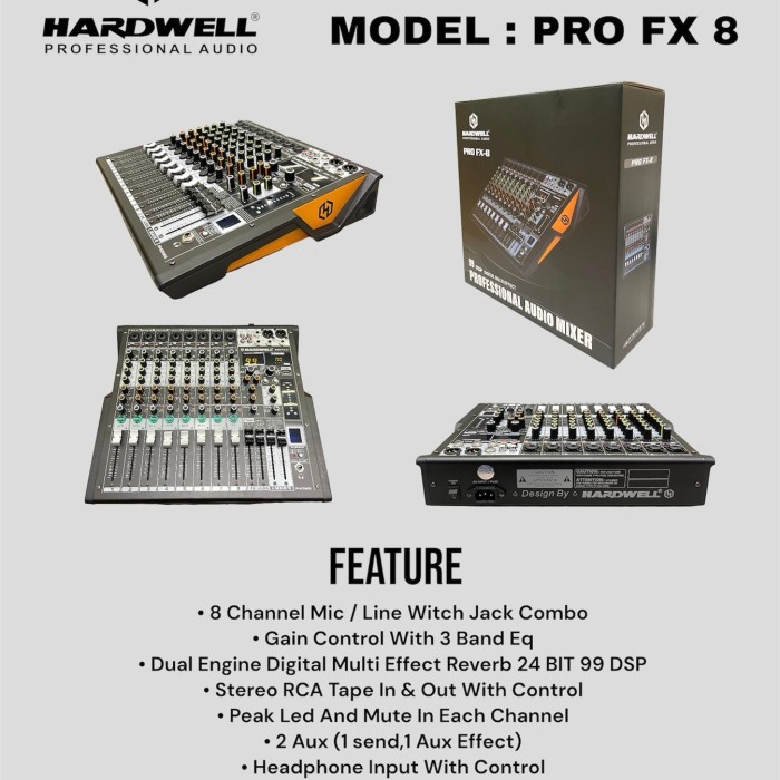 Mixer Audio Hardwell 8 Channel PRO 8 FX ORIGINAL