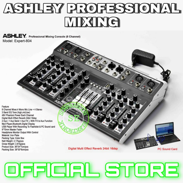 mixer ashley 4 channel original ashley expert 804 bluetooth usb record