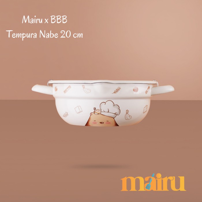 Promo Mairu X Big Bear & Bird Tempura Nabe Panci Penggorengan Enamel 20 Cm