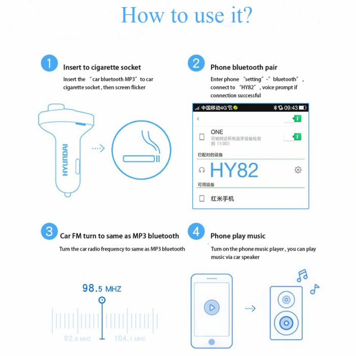 CAR CHARGER MOBIL DUAL 2 USB HYUNDAI HY82 QC3.0 BLUETOOTH PHONE MP3