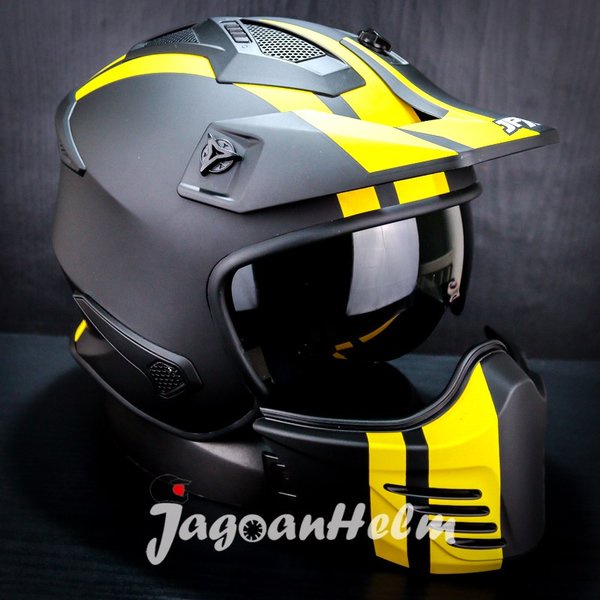 Jpx Helm Mx726R Mx04 Black Yellow Doff Mx726 R Crossover Mx 04