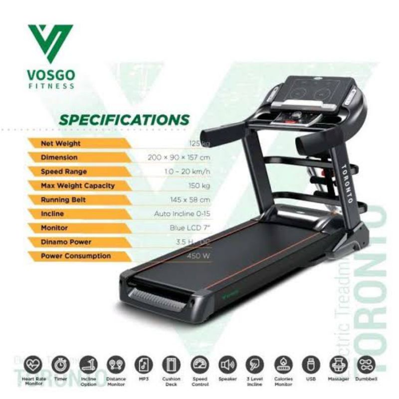 Treadmill Elektrik Vosgo Toronto