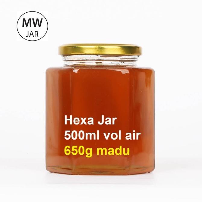 Promo Terbatas Botol Kaca Hexagonal Jar Toples Madu Selai 500Ml Vol Jajananlokalibu