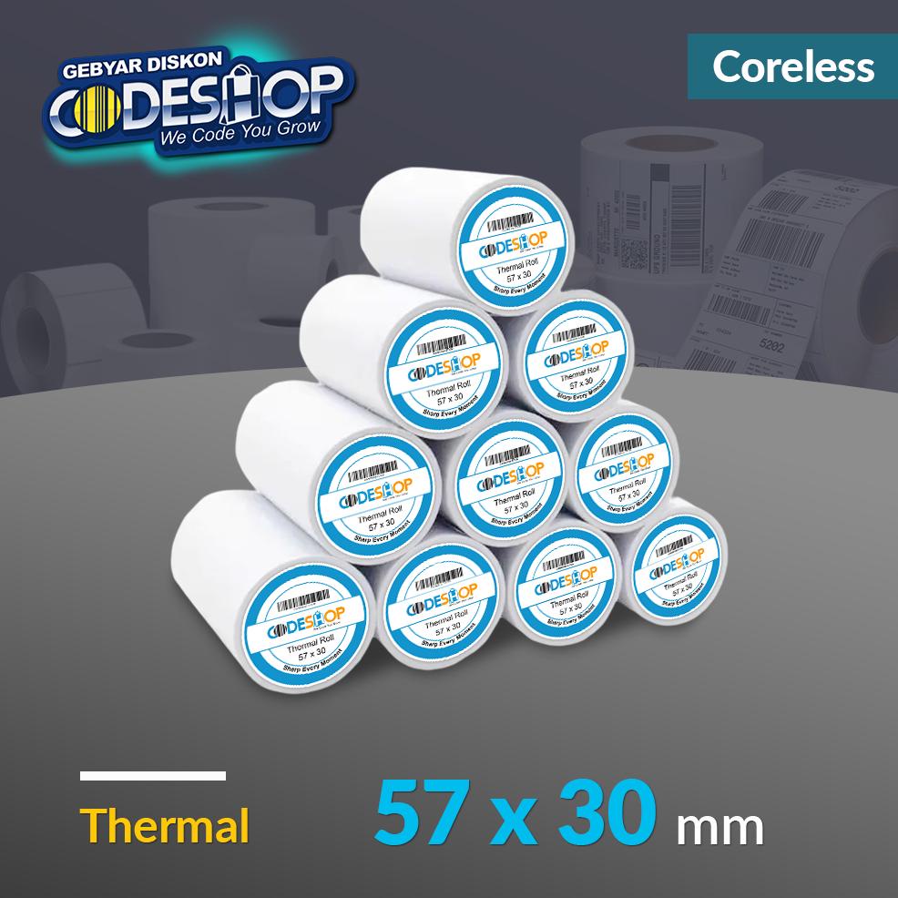

Promo ECO Kertas Thermal 57 x 30 mm Coreless Struk Printer Kasir Bluetooth 58mm (10 Roll) COD