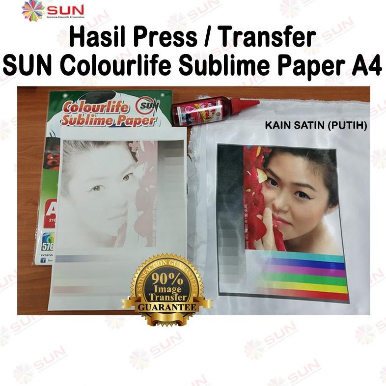 

Terlaris Kertas Sablon Sublim Transfer Paper - SUN Colourlife Sublime Paper A4 isi 100 Lembar .,