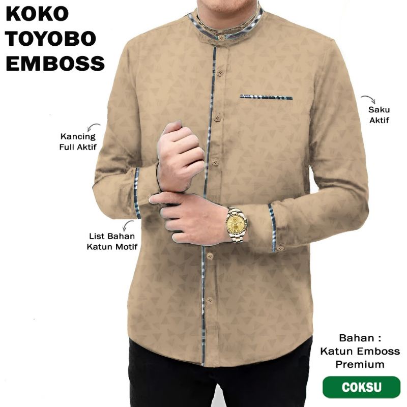BOSQ 1 - Baju Kemeja Kurta Qurta Khurta Koko Pria Laki Arab Muslim Dewasa Lengan Tangan Panjang Baha