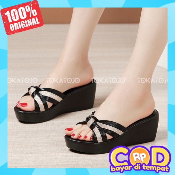 Waijes Wanita Sandal Selop Cewek Rmja Sandal Kondangan Ibu2 Wejes Pesta Kekinian Hak Weges Bridesmai