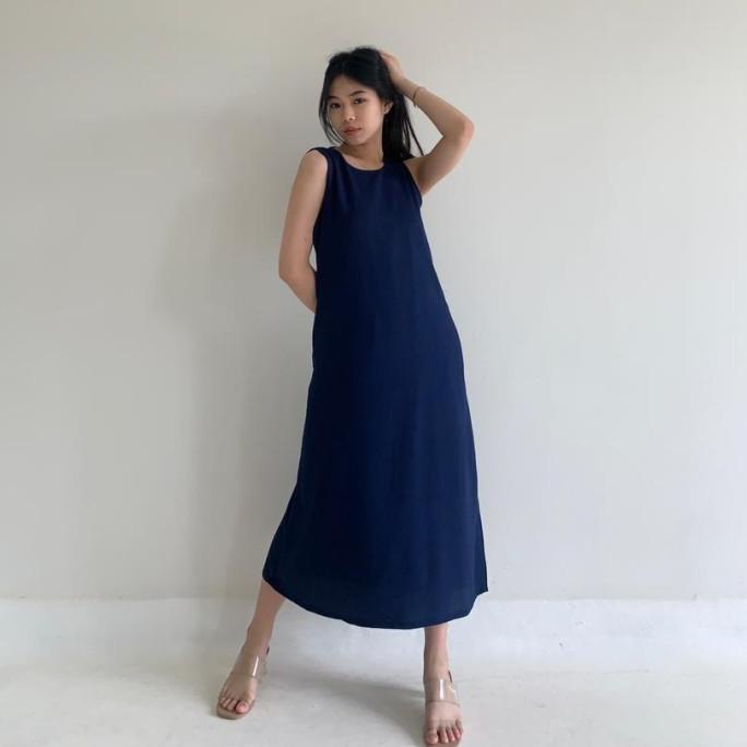 Days Crinkle Sleeveless Dress / Dress Wanita / Dress Korea / Midi Dres Berkualitas