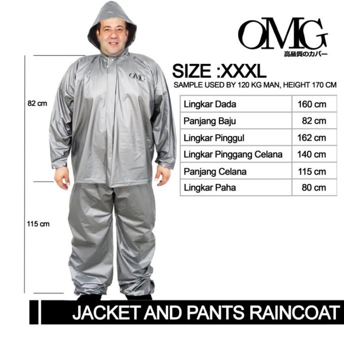 Jas Hujan Super Jumbo Xxxl Omg Jaket Celana / Jas Hujan Omg Xxxl