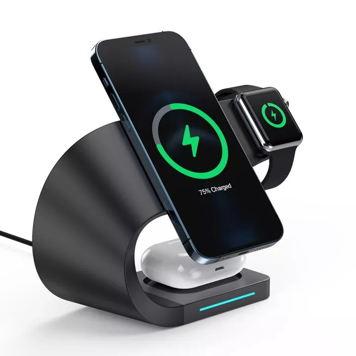 4 In 1 Magnetic Wireless Charger 15W Qi Magnetic Fast Wireless Charging Station Do (With Qc3.0