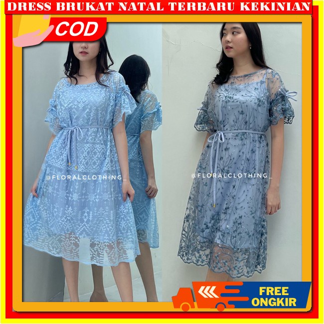 Dress Natal Wanita Terbaru Korea Draes Bruklat Wnita Kekinian Drees Korean Style Pendek Dreses Beruk