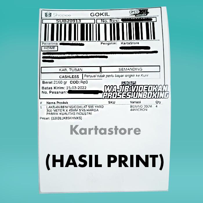 

TERLARIS - LABEL THERMAL 100X150 500PCS BAHAN KERTAS / PLASTIK