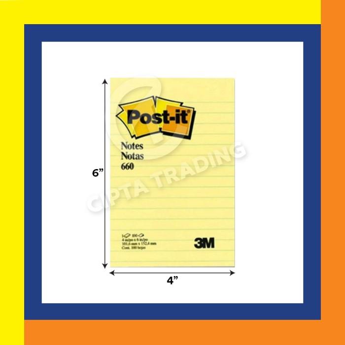 

TERLARIS - STICKY NOTES - POST-IT - 660, 4 IN X 6 IN, CANARY YELLOW LINED