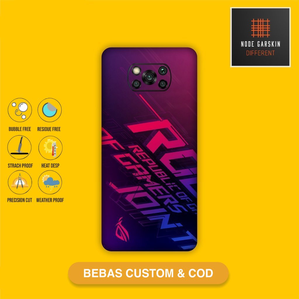 Garskin Skin Vinyl Poco X3 NFC Poco X3 PRO Fullbody Atau Backonly - Bisa Custom - rog Case Sticker P