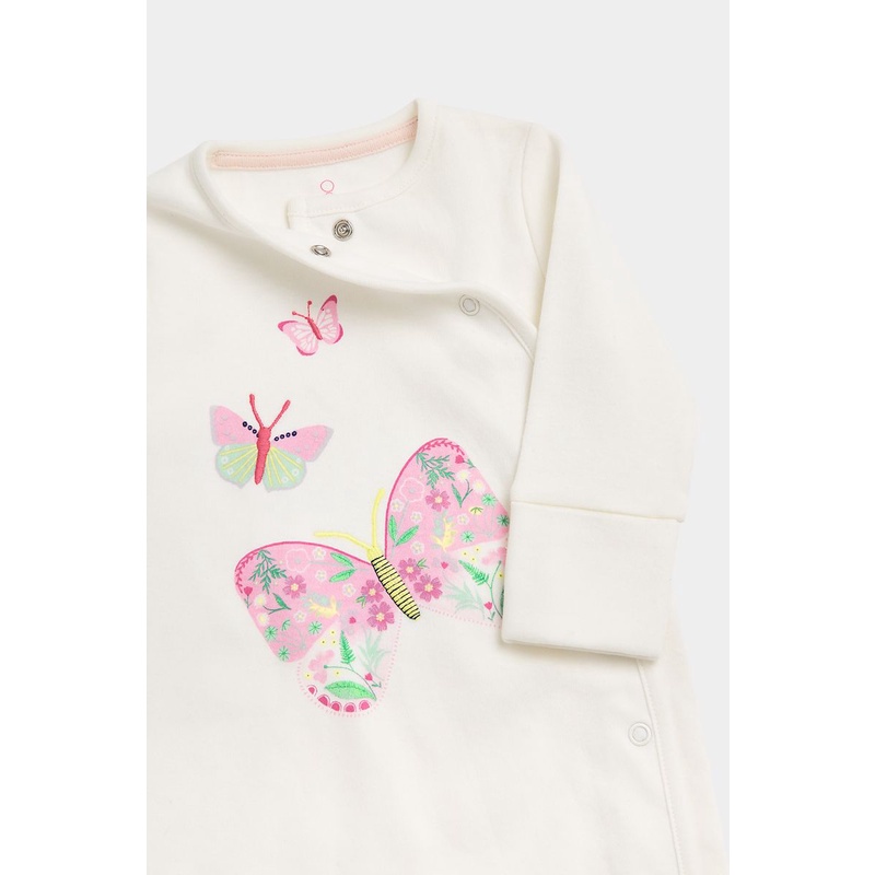 Mothercare Butterfly Sleepsuits - 3 Pack - Set Terusan Bayi Perempuan (Putih)