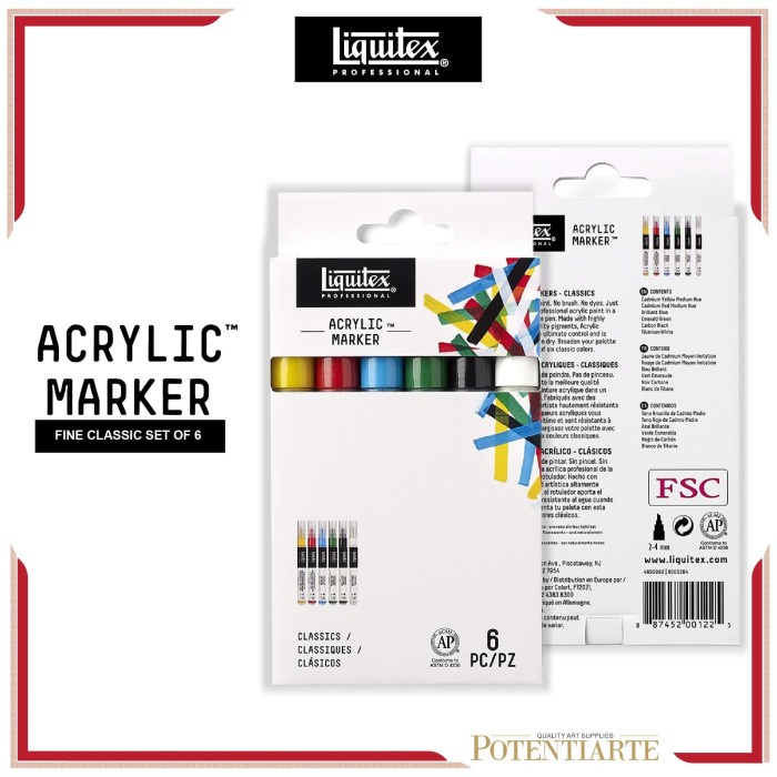 

Cat Akrilik Liquitex Marker Fine Classic Set 6 Acrylic Color Paint