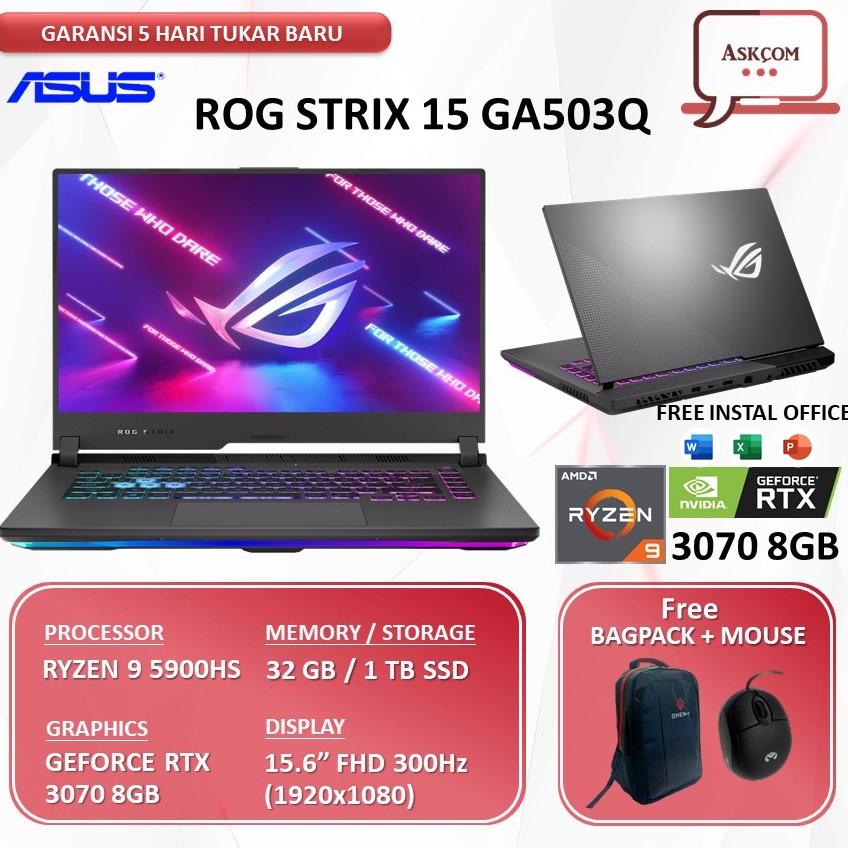 Laptop Gaming Asus Rog G513QM RYZEN 9 5900 RTX3070 8GB 32GB RAM 1TB SSD 15.6"FHD W11 300Hz