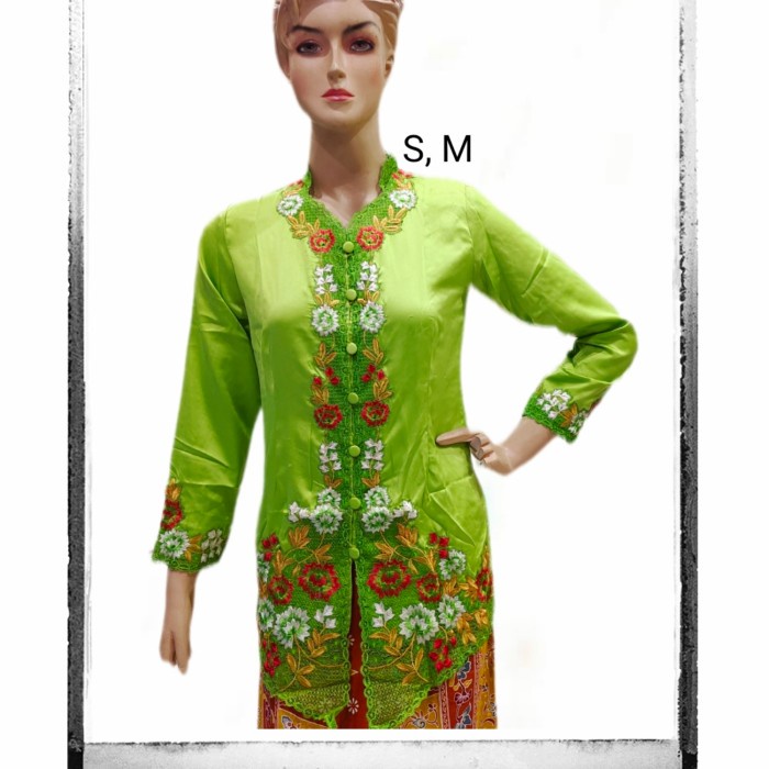 KEBAYA ENCIM HIJAU MUDA LENGAN PANJANG