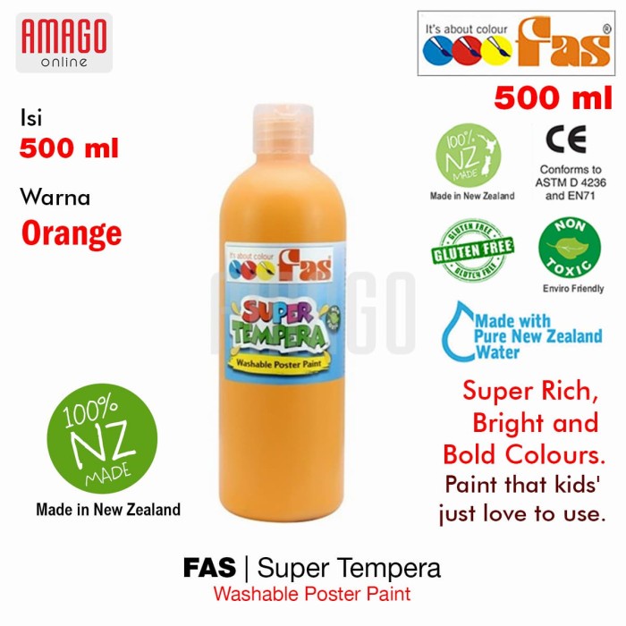 

Promo Fas - Super Tempera Washable Poster Paint - 500 Ml - Orange - 013