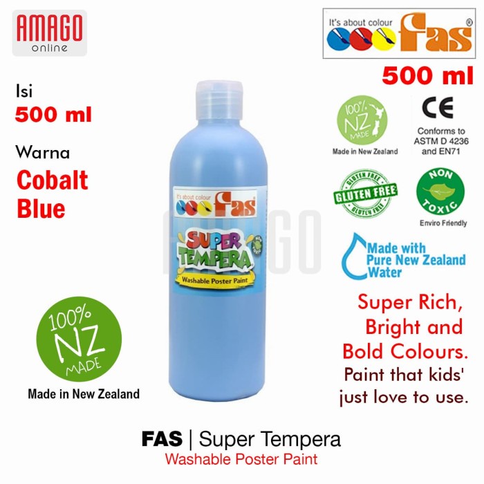 

Promo Fas - Super Tempera Washable Poster Paint - 500 Ml - Cobalt Blue - 047