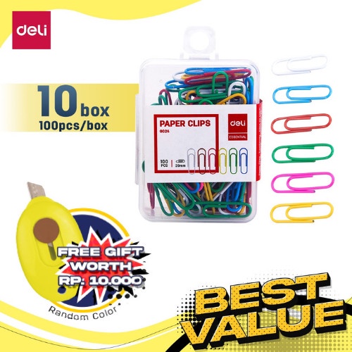 

Promo Deli Combo Atk Ekonomis 10Pak Paper Clip Isi 100Pcs/Pak Free Cutter