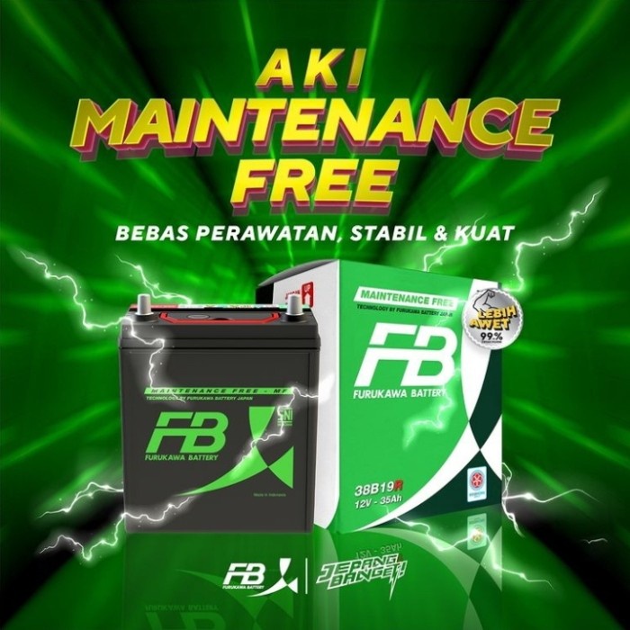 Aki Mobil Go Battery 38B19L 12V 35Ah Kering Maintenance Free