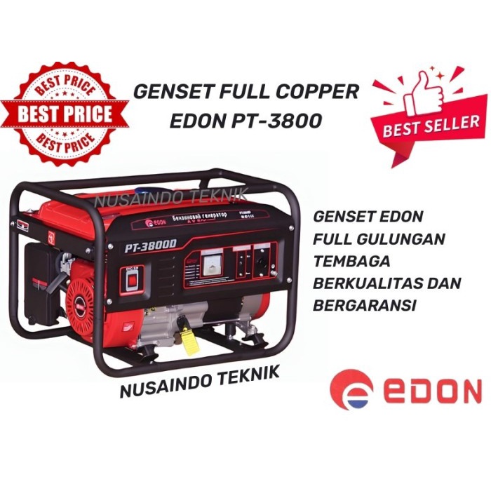 GENSET EDON GASOLINE GENERATOR EDON PT-3800 FULL COPPER FULL TEMBAGA