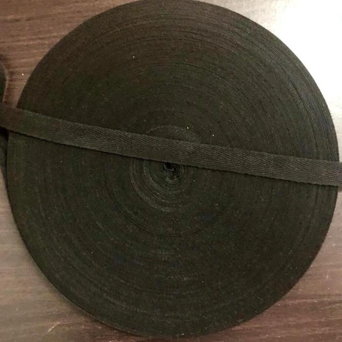 

din Pita katun twill tape HITAM / label katun 1,5 cm isi 50 yard