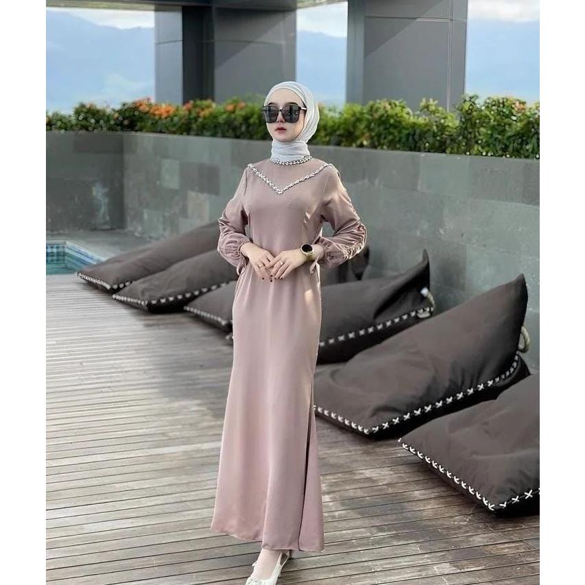 11.11 Jasmine Dress // Gamis Maxmara Motif Payet Resleting Belakang Tangan Kerut Premium Terkini // 
