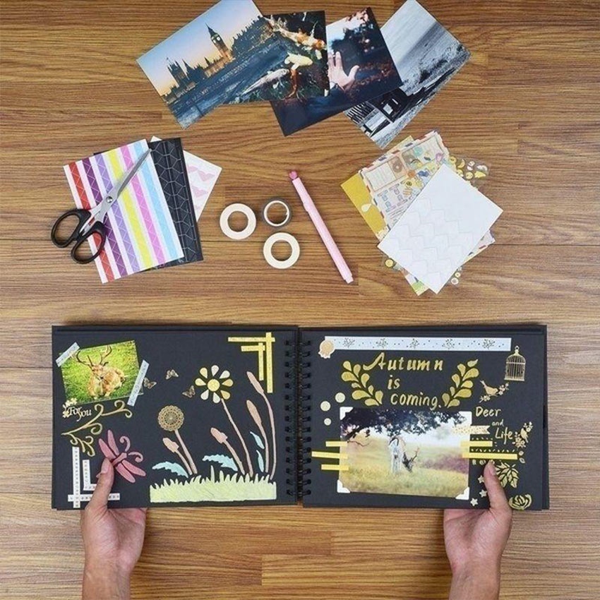 30Lembar Scrapbook Album Foto Diy Buku Foto A5 A4 Scrapbook Hitam Aesthetic Album Vintage Buku