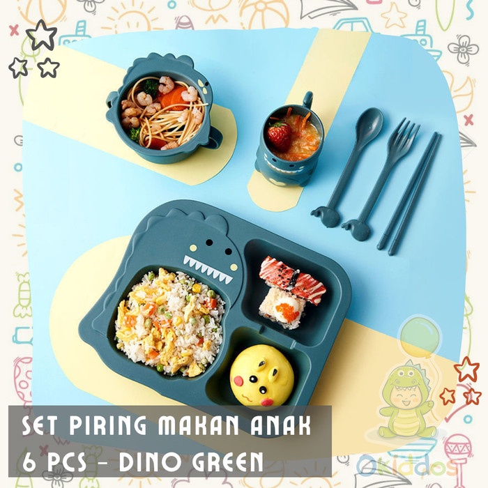 Promo Set Piring Makan Anak Karakter Hewan Lucu Isi 6 Pcs Alat Makan Anak