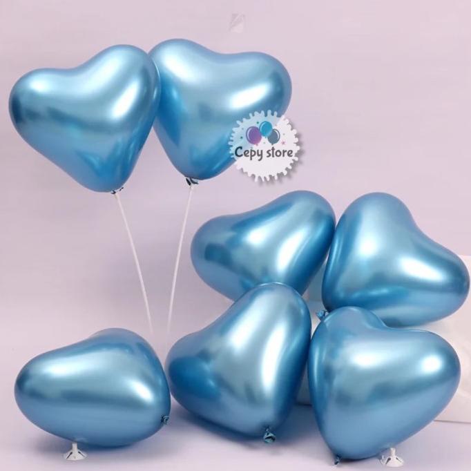 }}}}}}] Balon Latex Metalik Chrome Love / Latex Chrome Bentuk Love 12 inch
