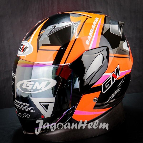 Gm Helm Fighter Barbarian Black Orange Single Visor