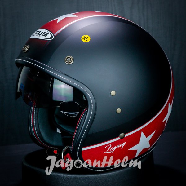 Zeus Helm Zs380Fa K57 - Matt Black Red- Zs 380Fa Retro Zs380