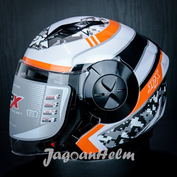 Helm Half Face Jpx X 735 R 03 Pearl White Double Visor