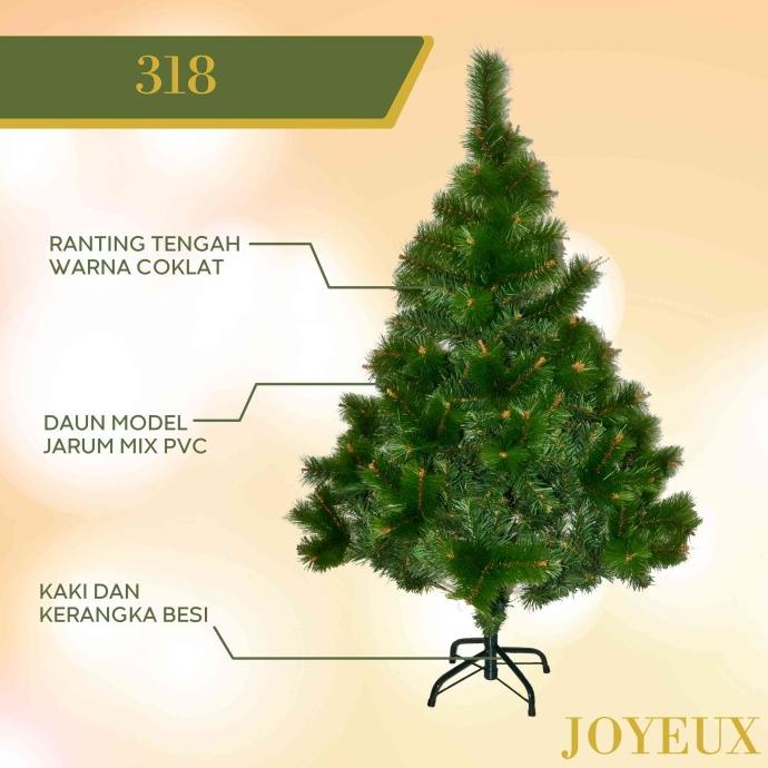 Pohon Natal Hijau Polos Jarum Mix PVC Ranting Coklat 5 Feet/ 150 cm/ 1