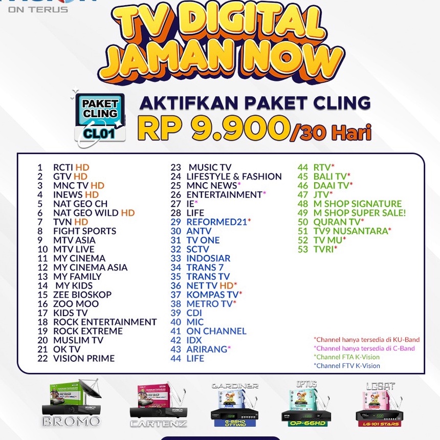 Paket K-VISION 360 HARI MNC GROUP TV LOKAL CL12