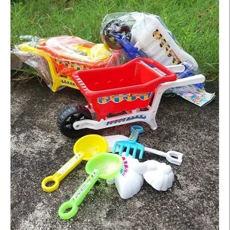 Mainan Anak Mainan Gerobak Pasir Pasiran Cangkul Sekop Plastik LP 1