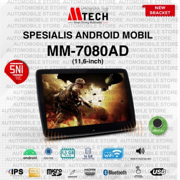 ✅New Ori Mtech Headrest Clip On Android 11 Inch Monitor Terbatas